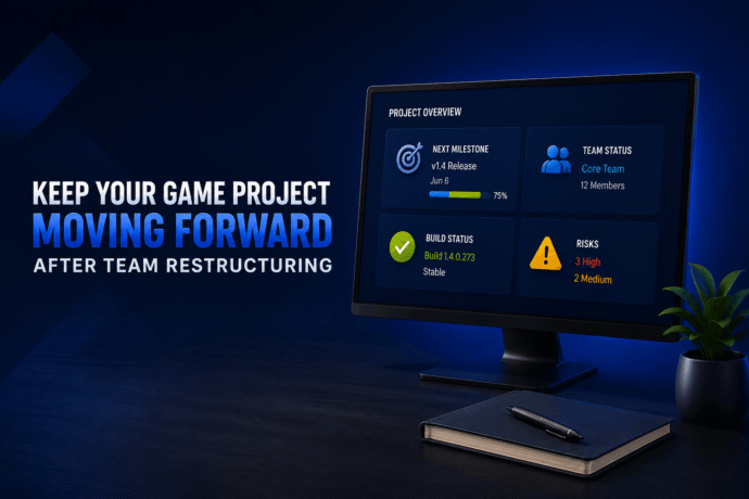 Game co-development team helping keep a game project moving after team restructuring with production support, milestone planning and external development capacity