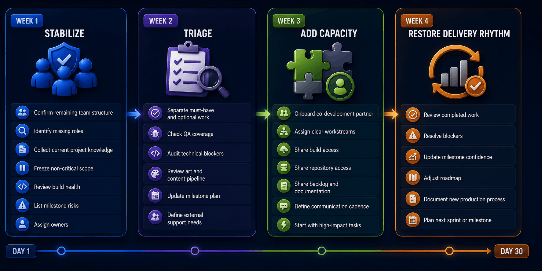 Recovery Checklist: First 30 Days After Team Restructuring